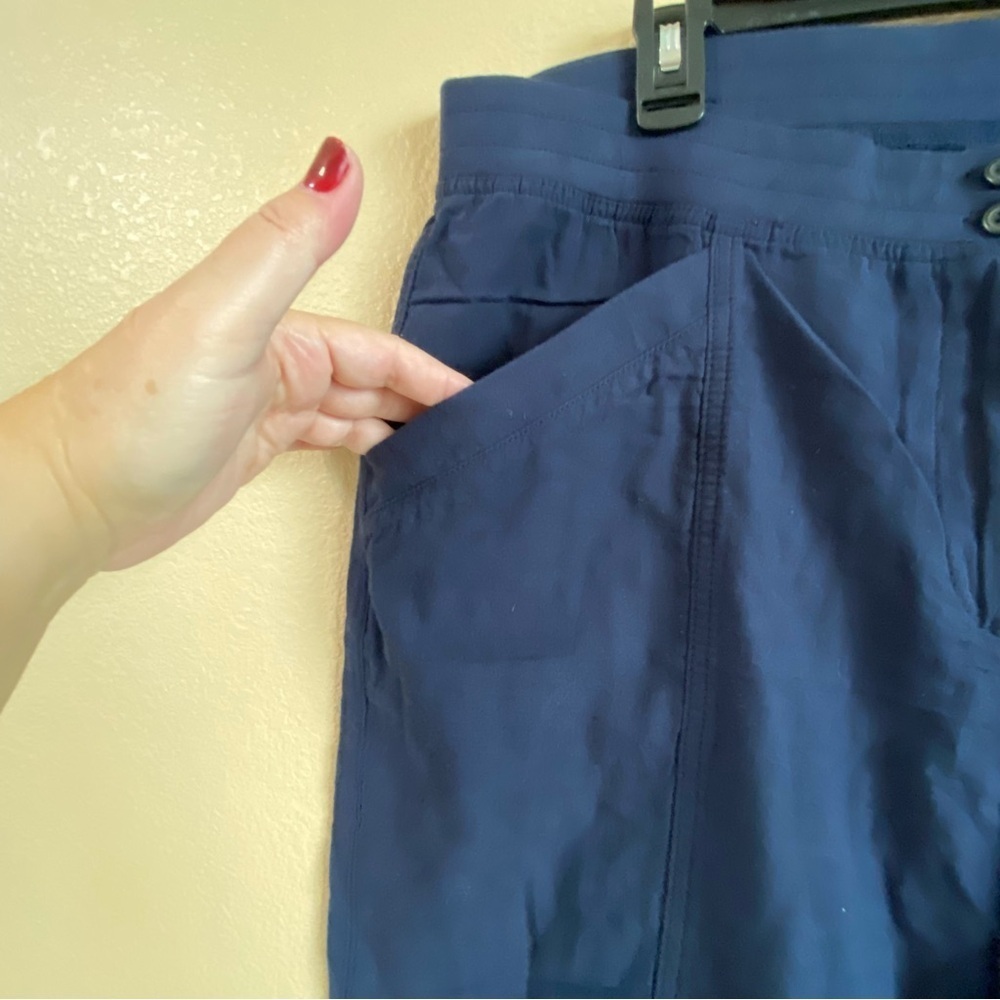 J Jill‎ New Size 16W Ink Navy Blue Elastic Waist Roll Cuff Convertible Pants - Picture 2 of 9